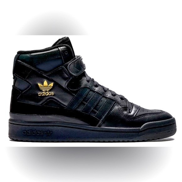 NWT Adidas Forum 84 Hi Mens Black Gold Leather High Top Sneakers Shoes Size 8